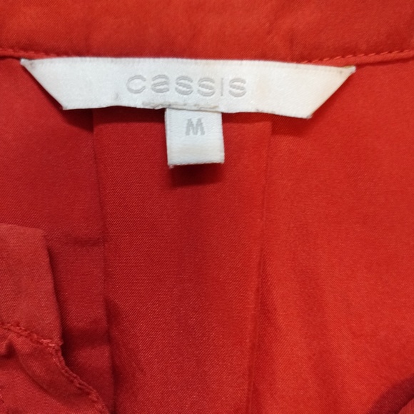 Cassis Orange Silk Blouse Size M - Picture 4 of 7